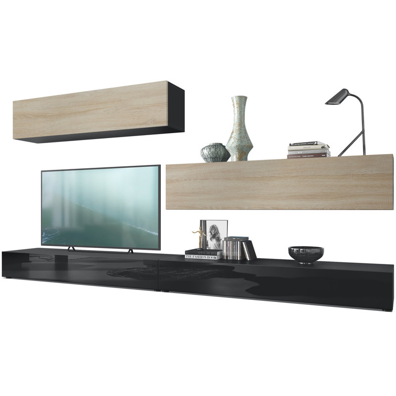 Mcgaha TV Stand, Hewn oak/Black
