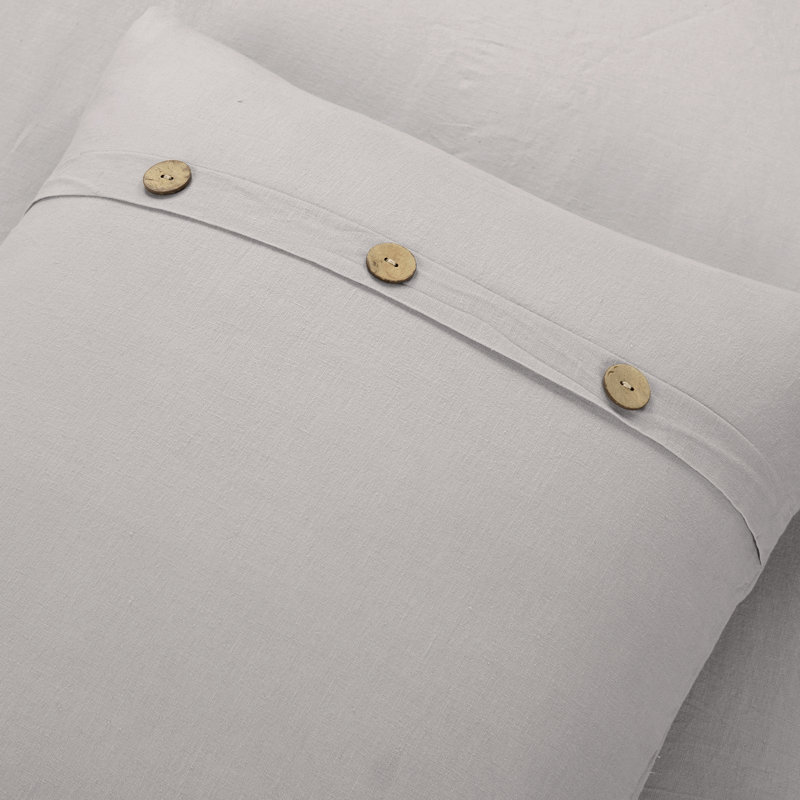 Yeni Belgian Flax Linen Duvet Cover, King/Cal. King Duvet Cover + 2 Standard Shams, Gray