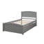 Lit plateforme simple en bois massif avec 2 tiroirs de rangement - gris, aucun sommier requis, mobilier de chambre moderne