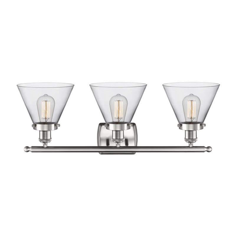 Éclairage pour meuble-lavabo 3 lumières 28 po Ballston Urban Cone, Clair, DEL, Noir mat