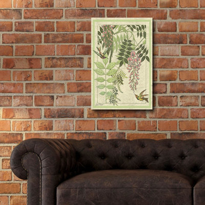 «Humming Bird Vignette» par Jean Plout, art mural en verre acrylique, 16 po x 24 po