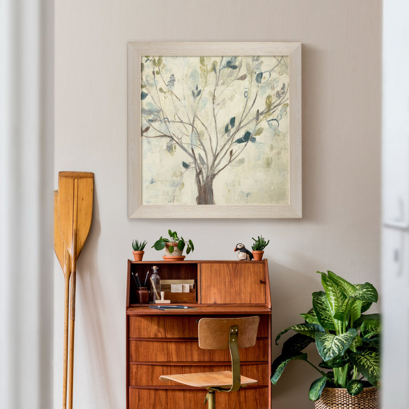 Arbre de bleu II, reproduction d’art encadrée, Pas de tapis, H 17 po x l 17 po x P 1,5 po, Toile blanche encadrée