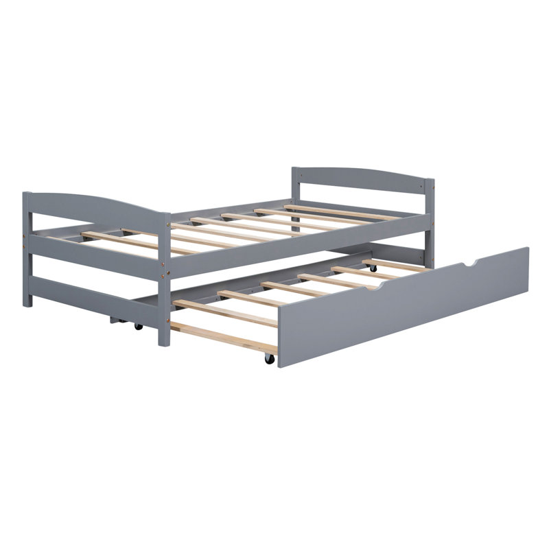 Platform Bed With  Trundle, Gray
