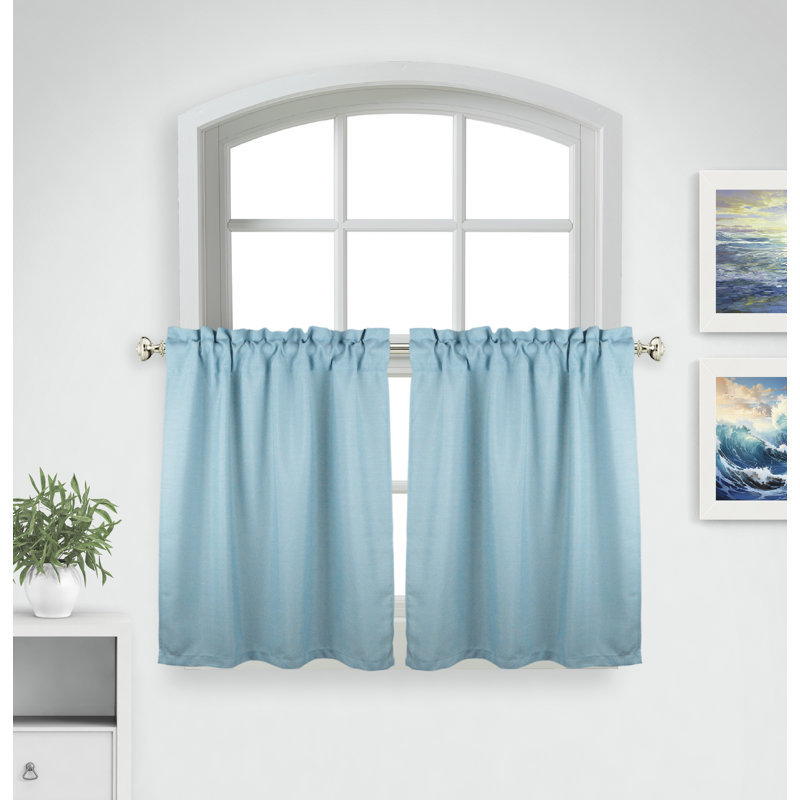 Rideau de café sur mesure l 56 po Kenol, L 24 po x L 56 po, Turquoise