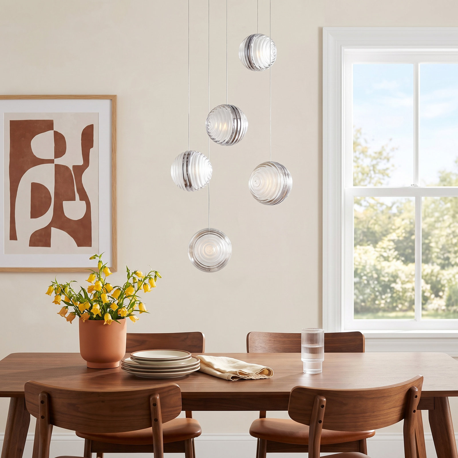 Aliese 5 Light Acrylic Dimmable LED Pendant