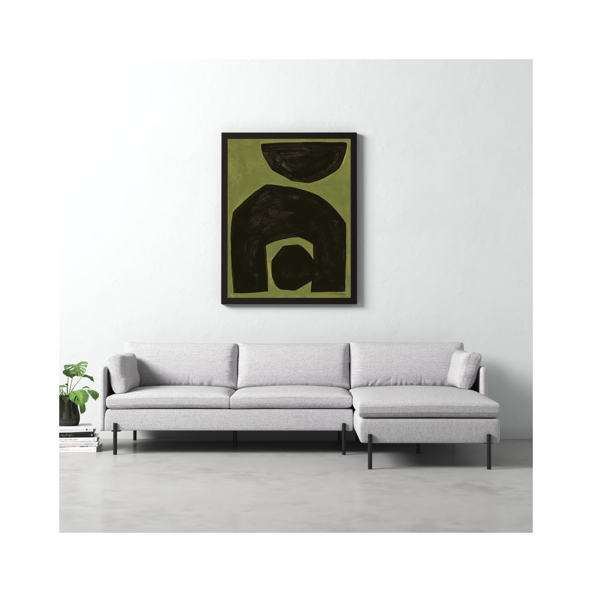 Module On Green 2 by Michael Kempen, 50" H x 40" W x 1.25" D, Black
