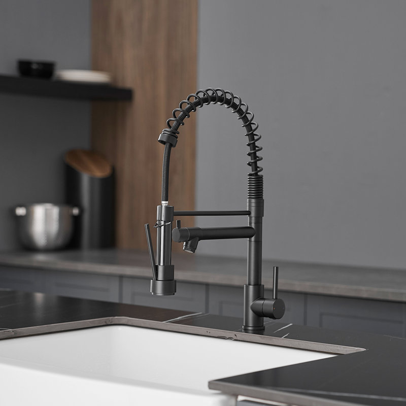 Robinet de cuisine rétractable, Noir mat