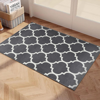 Aspire Homeware Grey Geometric Area Rug Modern Trellis Indoor Carpet