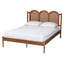 Lit plateforme en bois de noyer de taille moyenne avec rotin tissé Baxton Studio Thatcher
