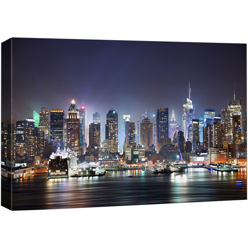 «Architecture Building New York City Skyline Hudson River», impression sur toile, H 12 po x l 18 po