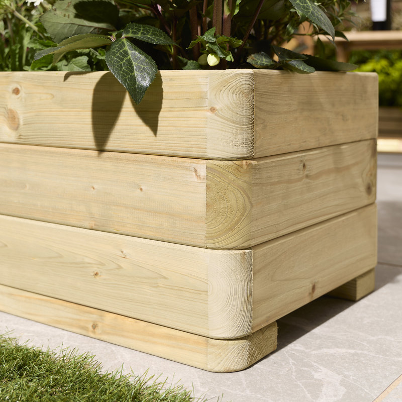 Wood Planter Box, 30 cm H x 100 cm W x 40 cm D