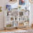 7 Cube Bookshelf, 3 Tier Modern Bookcase With Legs, Wood Cubeicals Organizer Storage Open Shelves, Retro Display Book Shelf, Freestanding Short Book Case For Bedroom,Living Room,Office-1887888345