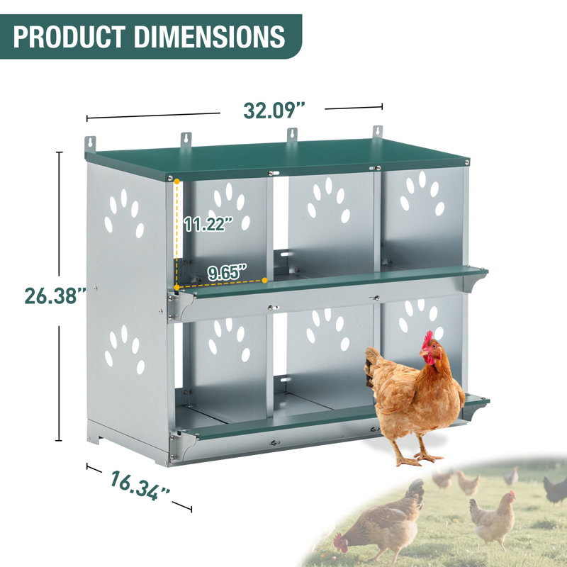 Boîtes de nidification pour poulets, boîte de nidification pour poulets 6 compartiments