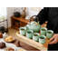 Service à thé japonais avec théière, 6 tasses et plateau en bambou | Théière en porcelaine 700 ml avec infuseur en acier inoxydable | Ensemble de céramique traditionnelle émaillée à changement de four pour la maison et les cadeaux