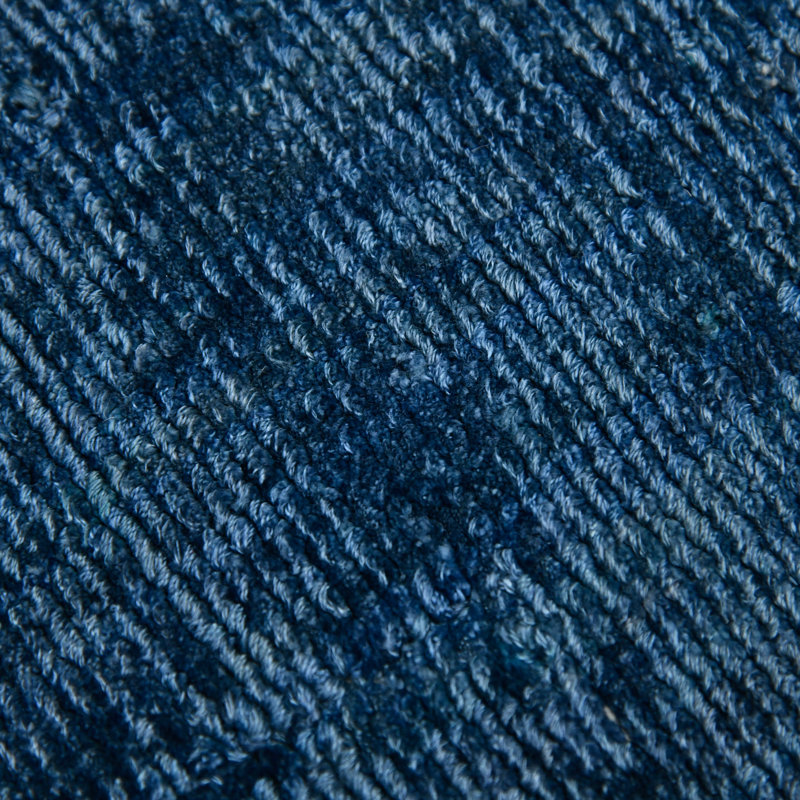 Handmade Blue Sapphire Striped Viscose Area Rug, 4 ft x 6 ft