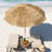 6.1ft Octagonal Thatch Beach Umbrella With Base And Adjustable Height