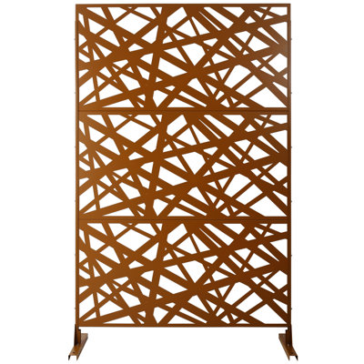Outdoor & Indoor Privacy Screen Metal Privacy Screen 76" H×48" W, Freestanding Decorative Privacy Screen for Deck Balcony Patio, Privacy Fence Panels for Outside Lawn Garden PS117 BROWN