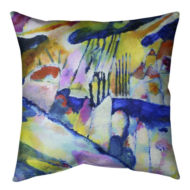 Wassily Kandinsky Throw Pillow, 14" x 14", Down Alternative, Rainbow