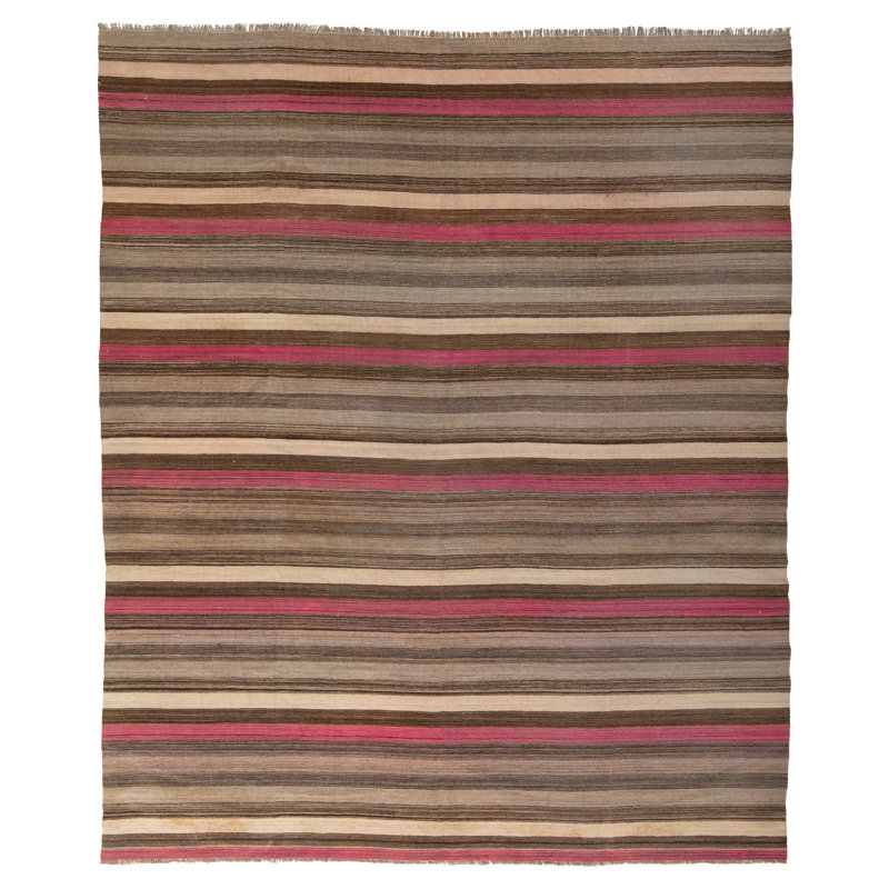 Brown Flatweave Wool Rug - 8'10" x 10'4"
