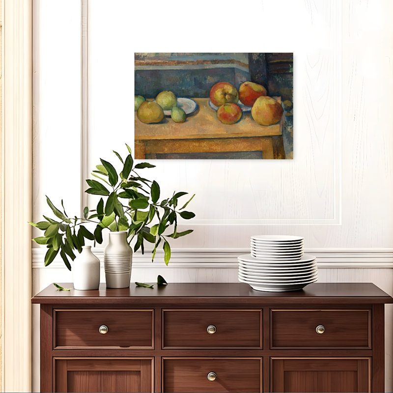 «Pommes et poires», reproduction d'art classique de fruits rustiques impressionnistes, H 16 po x l 24 po