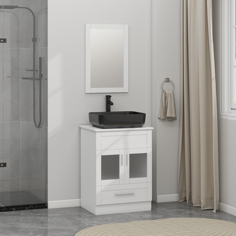 Meuble-lavabo simple 24 po Aizo, Forme rectangulaire