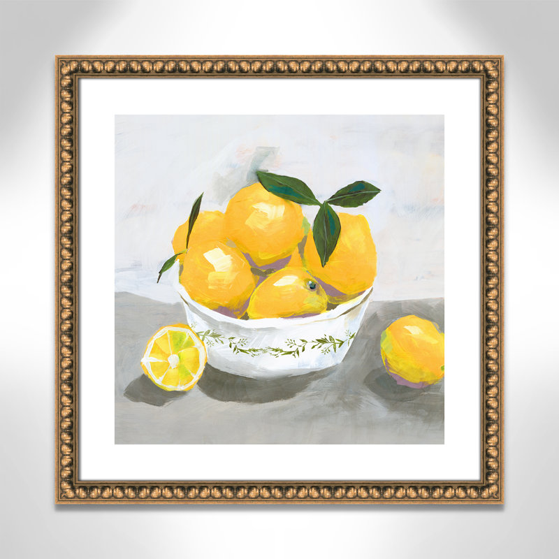 Hayons Lemons par Isabelle Z - reproduction, Papier avec cadre à perles dorées, H 24,75 po x l 24,75 po x P 1,13 po