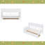 Lit de jour simple, support en lattes de bois, avec tablettes de chevet et deux tiroirs-767333588-767333587