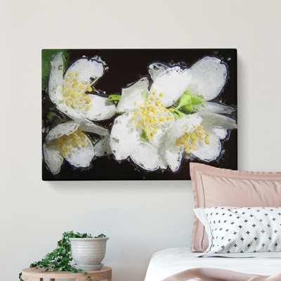 White Jasmine Flowers - Wrapped Canvas