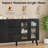 Farmhouse Buffet Cabinet, Coffee Bar With 3 Drawers And Pop-Up Doors, Large Rustic Sideboard For Dining Room, Kitchen, Hallway, And Living Room-886237148