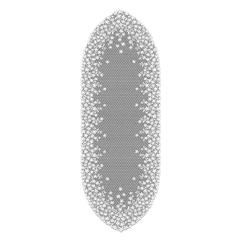 Camela Floral Oval Table Runner, White, 38" W x 12" L