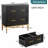 Sleek Design 2-Drawer Office File Cabinet with Gold Legs, Black Lateral Filing Cabinet for Home Office, Durable Particle Board & Steel Storage Cabinet with Adjustable Rails-1549511424