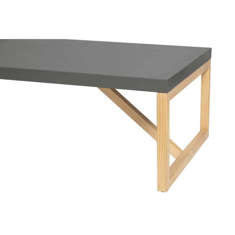 Biscayne Solid Wood Sled Coffee Table, Grey