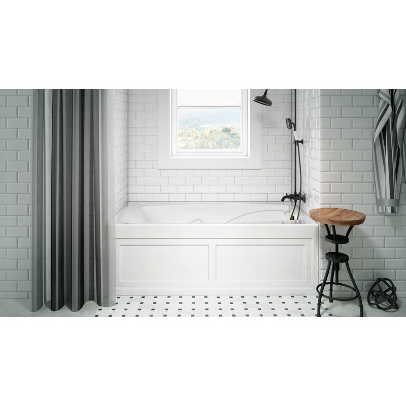 Cetra 60" x 32" Skirted Soaking Bathtub, White, Right