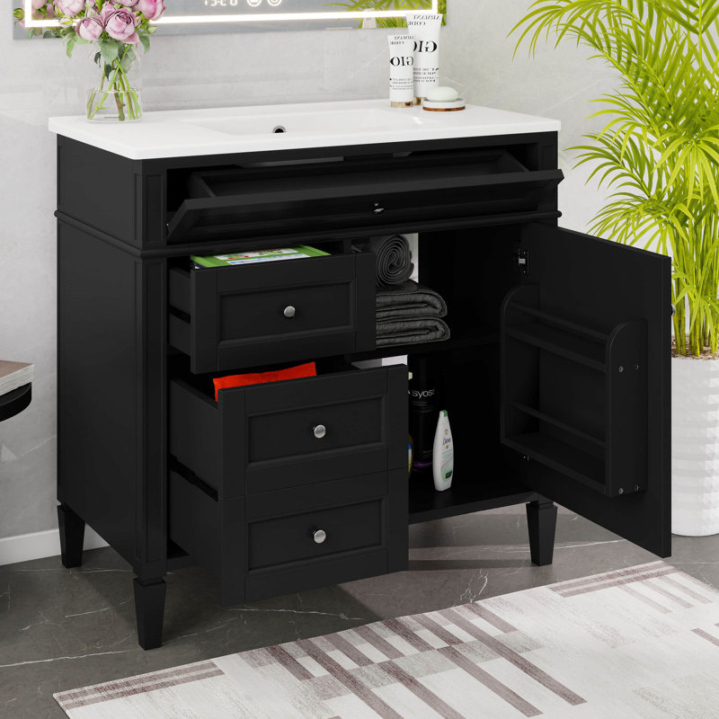 Meuble-lavabo simple 36 po avec meuble-lavabo 36 po avec lavabo 36 po et 2 tiroirs, Noir