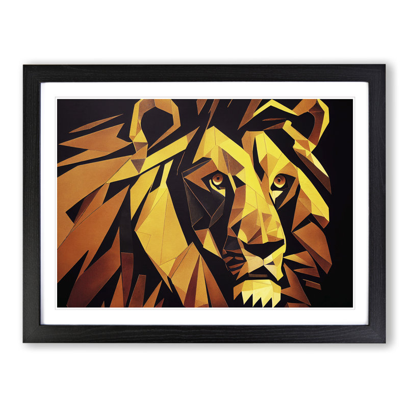 Epic Lion Abstract - Framed Print, Black, 46cm H x 64cm W x 2cm D