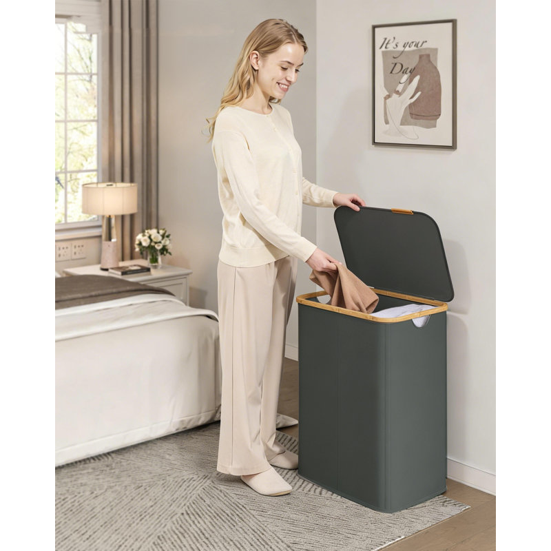 Laundry Hamper with Handles, Grey