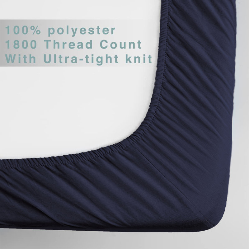 Extra Deep Super Soft Microfiber Fitted Bed Sheet, Navy, King Fitted Sheet