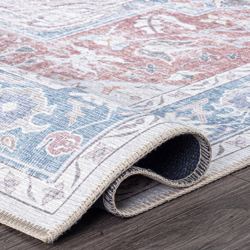 Rashida Oriental Flatweave Performance Machine Washable Rust Area Rug, Runner 2'6" x 7'