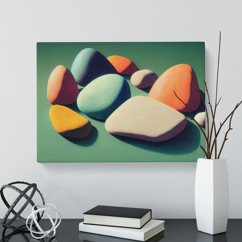 Selection Of River Pebbles - Wrapped Canvas, 50cm H x 76cm W x 3cm D