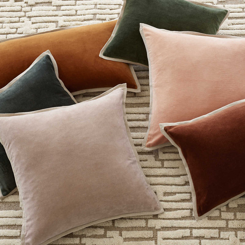 Sage Green Velvet and Linen Square Pillow Cover 22x22