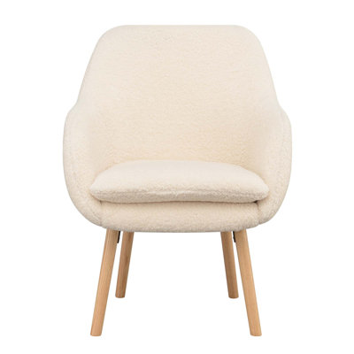 Charlie Wingback Sherpa Armchair with Solid Wood Legs