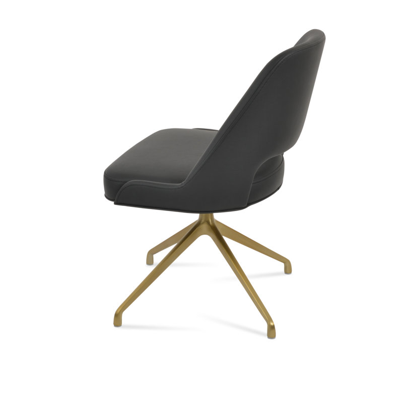 Chaise d'appoint pivotante Marash Spider, Laiton, Noir