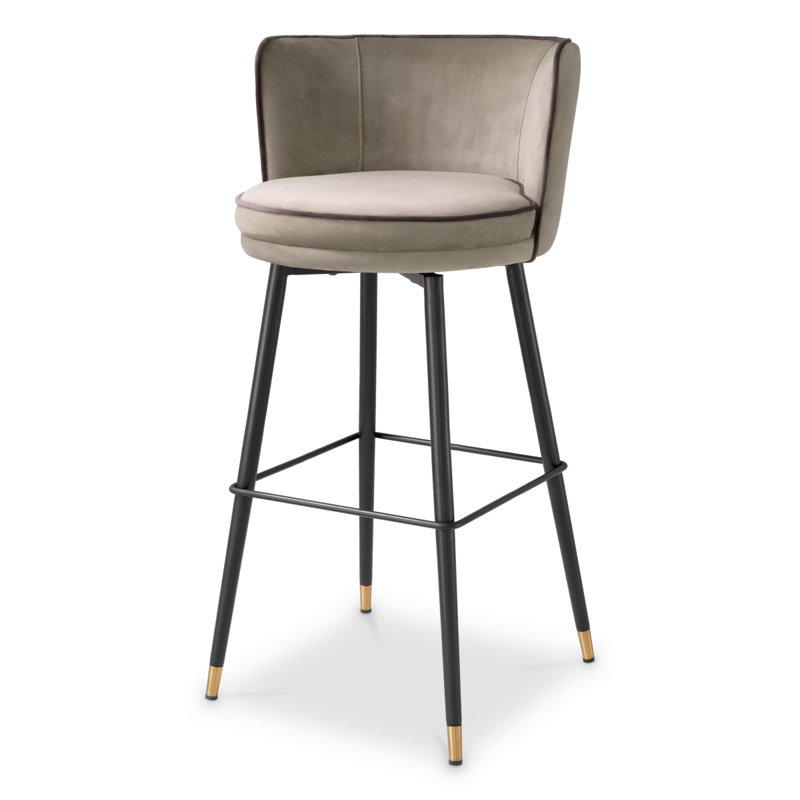 Bar Stool Grenada Velvet, Savona Greige, Bar Stool (31.1" Seat Height)
