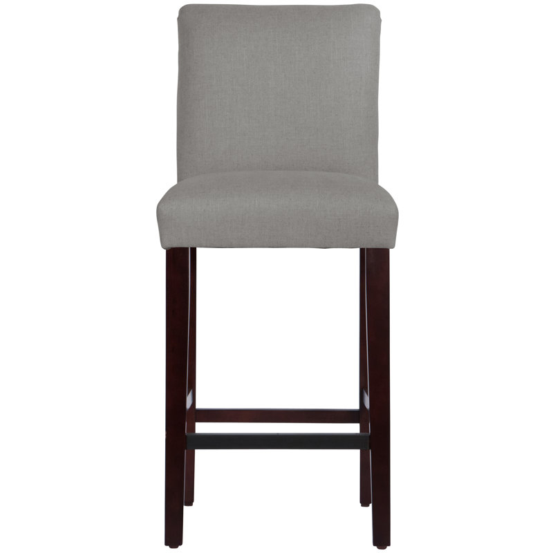 Hadrien Bar & Counter Stool, Bar Stool (31” Seat Height), Linen Gray Linen, Espresso