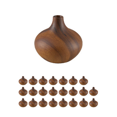 Ceramic Wood-Look Bud Vase, Decorative Vase For Single Stem, Home, Wedding, Office, Cafe Décor, 4.5” Diameter & 4" Tall, Pack Of 24