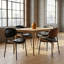 Ensemble de 4 chaises de salle à manger de style Mid-Century moderne - Bois cintré noyer de qualité supérieure avec revêtement en cuir PU-436683106