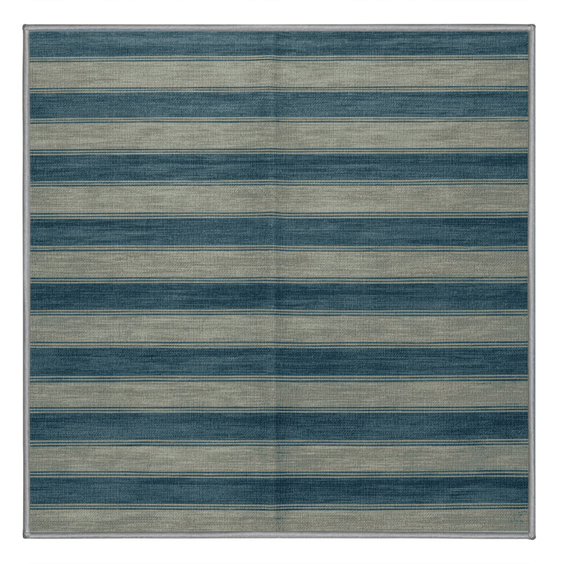 Tapis brun à rayures horizontales lavable à la machine, Carré 4 pi