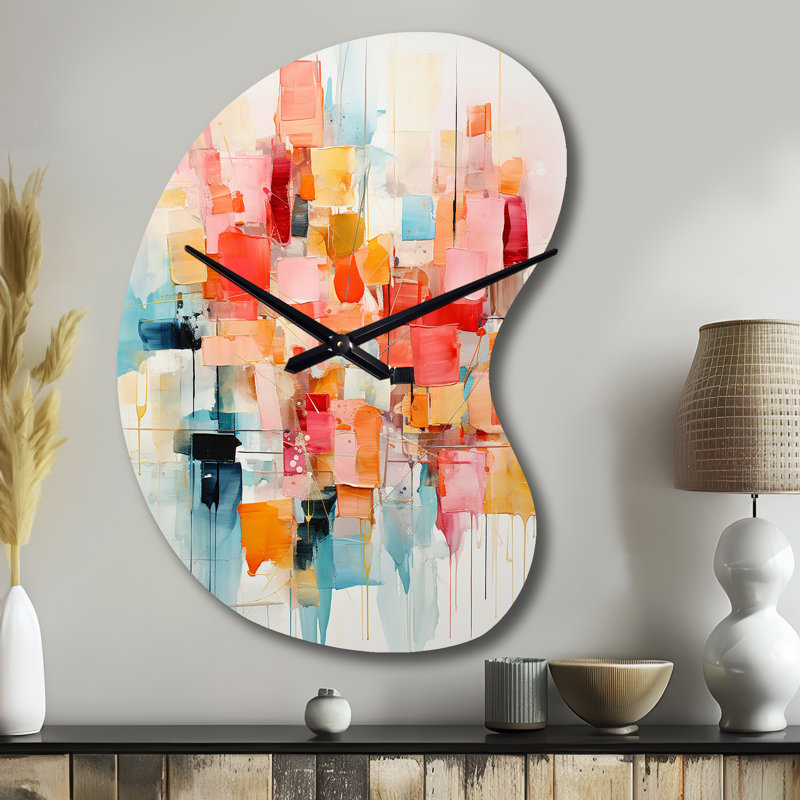 Collage Rhythms I - Boom Shape Abstract Collages 3D Wall Clock, Small