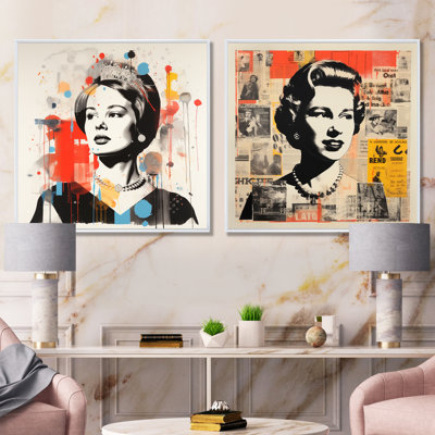 Pop Art Queen Elizabeth's Magazine I - ensemble de 2 reproductions d'art sur toile