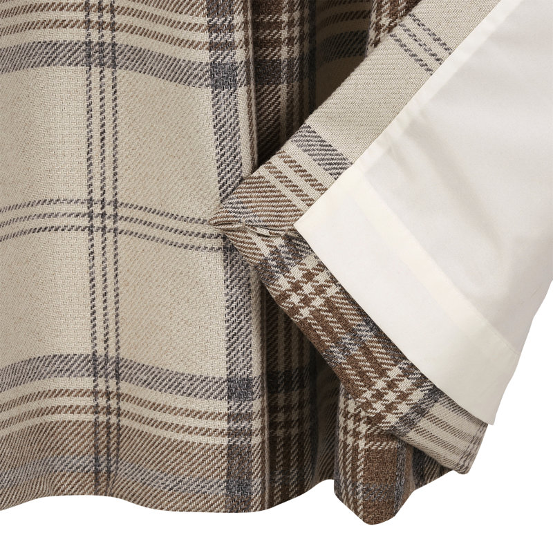 Bernita Tartan Faux Wool Eyelet Curtains, 117 W x 137 D cm, Ochre Yellow